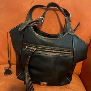Elegant DOONEY & BOURKE Black Leather Tote Bag paid $299 on QVC